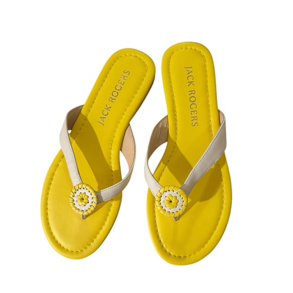 Jack Rogers Yellow and Cream Sandals - Picture 1 of 5